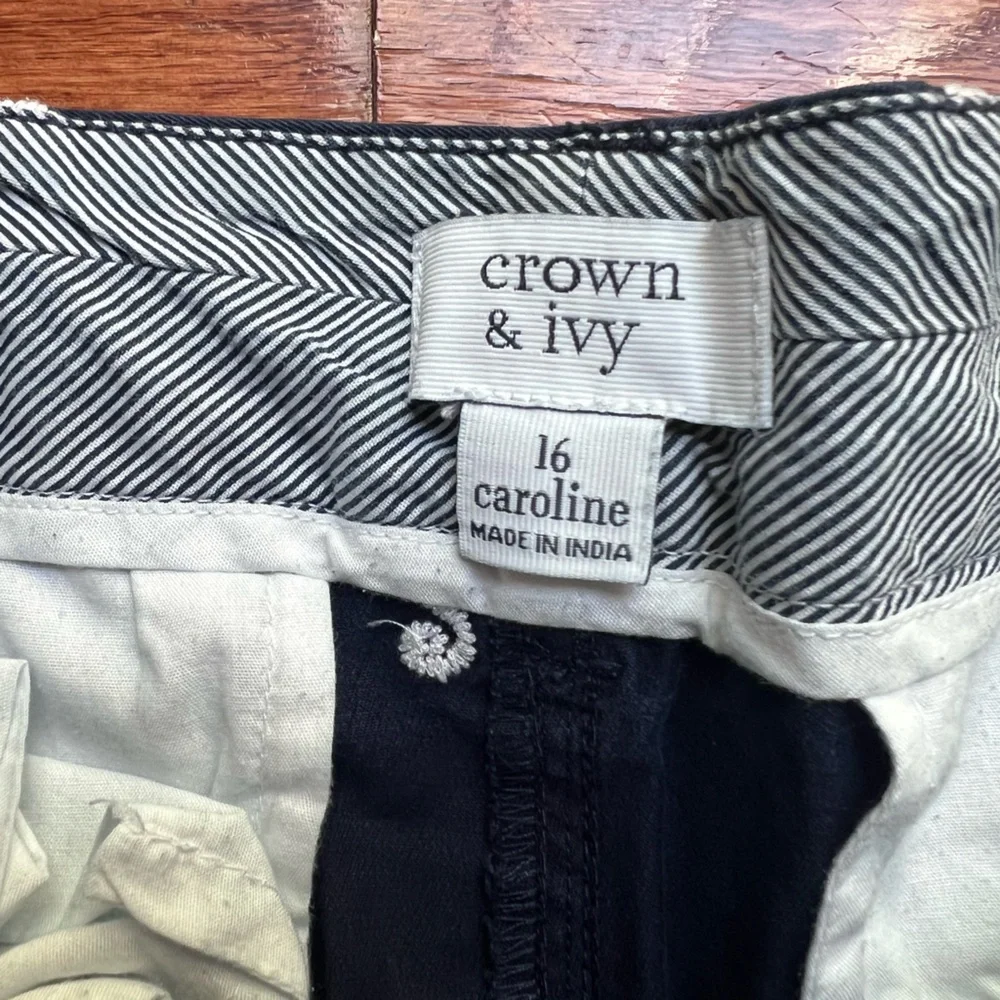 crown & ivy Navy Shorts with Teal Seahorse Embroidery - Picture 3 of 3